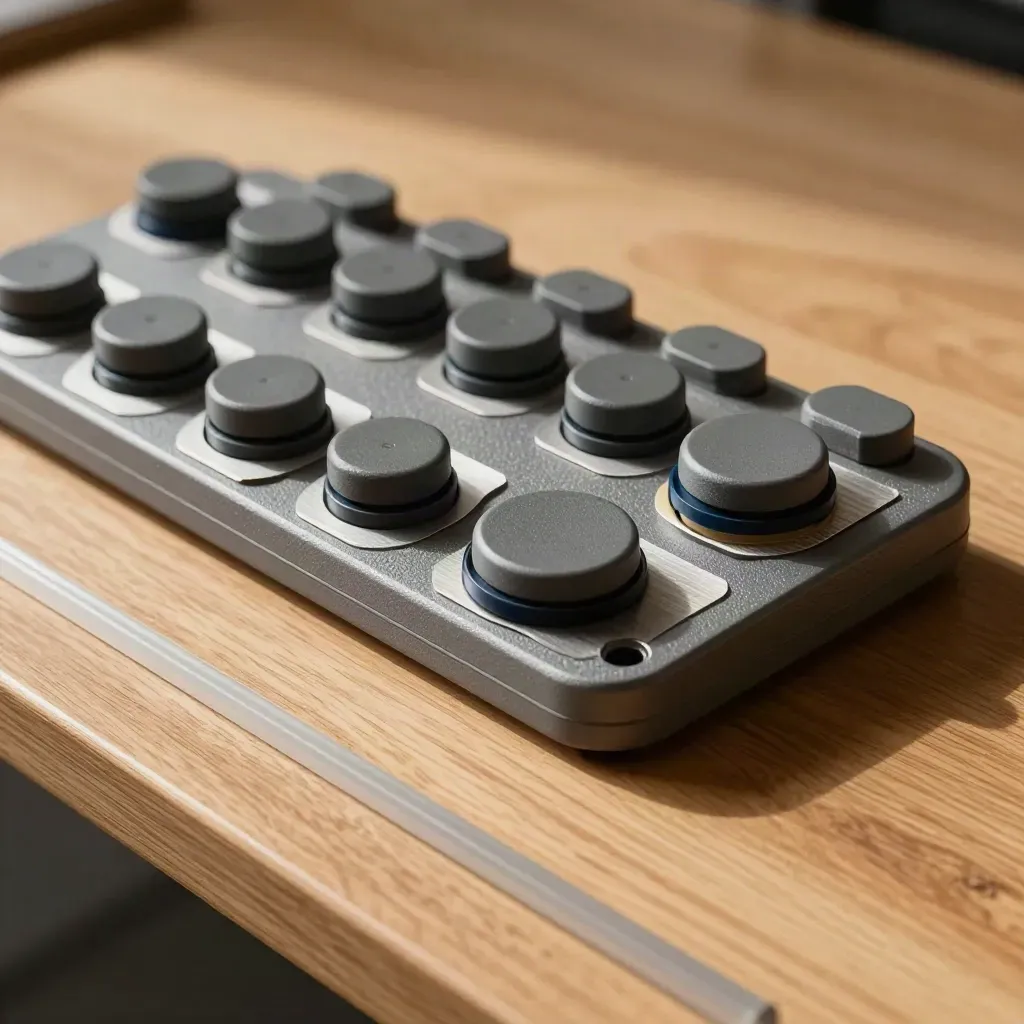 Sensor pucks, adhesive mounts and rugged enclosure shells in a frosted-edged top-down kit